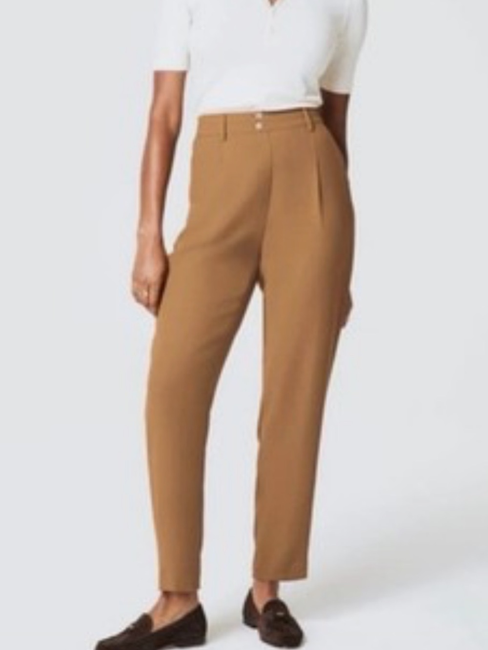 NWT Spanx camel colored Ponte pleated crêpe, tapered ankle pants XL Tall